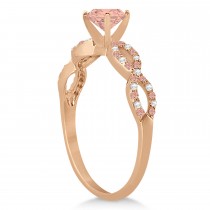 Infinity Style Morganite & Diamond Bridal Set 18K Rose Gold 1.29ct