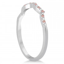 Infinity Style Morganite & Diamond Bridal Set 18K White Gold 1.29ct