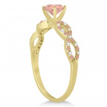 Infinity Style Morganite & Diamond Bridal Set 18K Yellow Gold 1.29ct