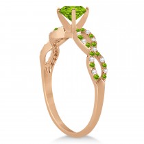 Infinity Diamond & Peridot Engagement Ring 14K Rose Gold 0.71ct