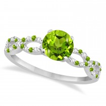 Diamond & Peridot Infinity Engagement Ring 18k White Gold 1.11ct