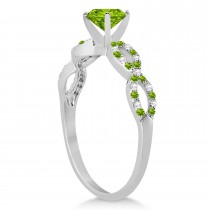 Diamond & Peridot Infinity Engagement Ring 18k White Gold 1.11ct