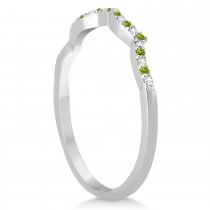 Infinity Style Peridot & Diamond Bridal Set 18k White Gold 0.85ct