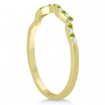 Infinity Style Peridot & Diamond Bridal Set 18k Yellow Gold 0.85ct