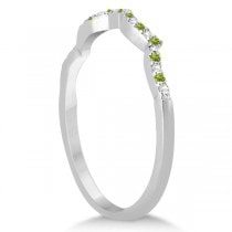 Peridot & Diamond Princess Infinity Bridal Set 14k White Gold 1.45ct