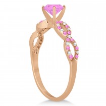 Diamond & Pink Sapphire Infinity Engagement Ring 14K Rose Gold 1.45ct