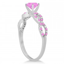 Diamond & Pink Sapphire Infinity Engagement Ring 14K White Gold 1.45ct