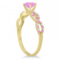 Infinity Diamond & Pink Sapphire Engagement Ring 14K Yellow Gold 1.05ct