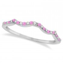 Pink Sapphire & Diamond Infinity Style Bridal Set 14k W. Gold 1.69ct