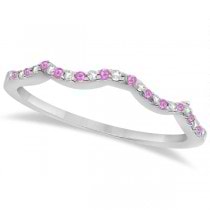 Pink Sapphire & Diamond Heart Infinity Bridal Set 14k W Gold 1.74ct