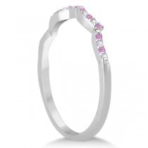 Pink Sapphire & Diamond Princess Infinity Bridal Set 14k W Gold 1.74ct