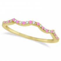 Pink Sapphire & Diamond Infinity Style Bridal Set 14k Yellow Gold 1.69ct