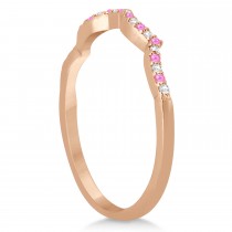 Infinity Style Pink Sapphire & Diamond Bridal Set 18k Rose Gold 1.29ct