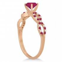 Infinity Diamond & Ruby Engagement Ring 14K Rose Gold 1.05ct
