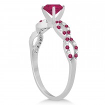 Infinity Diamond & Ruby Engagement Ring 14K White Gold 1.05ct