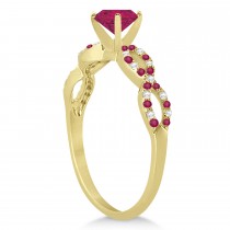 Infinity Diamond & Ruby Engagement Ring 14K Yellow Gold 1.05ct