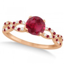 Ruby & Diamond Infinity Style Bridal Set 14k Rose Gold 1.69ct