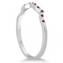 Ruby & Diamond Heart Infinity Style Bridal Set 14k White Gold 1.74ct