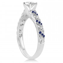 Blue Sapphire & Diamond Swirl Engagement Ring Setting Palladium 0.17ct