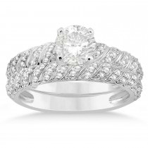 Diamond Swirl Bridal Set Setting 14k White Gold (0.41ct)