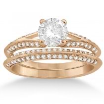 Knife Edge Diamond Engagement Ring with Band 14k Rose Gold (0.40ct)