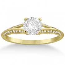 Knife Edge Diamond Engagement Ring with Band 14k Yellow Gold (0.40ct)
