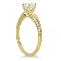 Knife Edge Diamond Engagement Ring with Band 14k Yellow Gold (0.40ct)