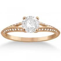 Knife Edge Diamond Engagement Ring with Band 18k Rose Gold (0.40ct)
