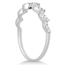 Heart Shape Contoured Diamond Wedding Ring 14k White Gold (0.20ct)
