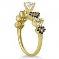 Blue Sapphire & Diamond Heart Engagement Ring 14k Yellow Gold (0.30ct)