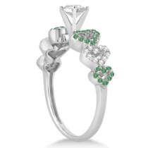 Emerald & Diamond Heart Engagement Ring Setting 14k White Gold 0.30ct
