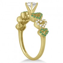 Emerald & Diamond Heart Engagement Ring Setting 14k Yellow Gold 0.30ct