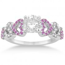 Pink Sapphire & Diamond Heart Engagement Ring 14k White Gold (0.30ct)