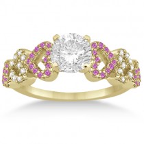 Pink Sapphire & Diamond Heart Engagement Ring 14k Yellow Gold (0.30ct)