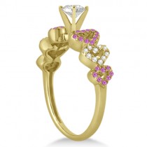 Pink Sapphire & Diamond Heart Engagement Ring 14k Yellow Gold (0.30ct)