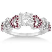 Ruby & Diamond Heart Engagement Ring Setting 14k White Gold (0.30ct)