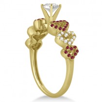 Ruby & Diamond Heart Engagement Ring setting 14k Yellow Gold (0.30ct)