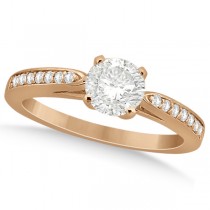 Petite Half-Eternity Diamond Engagement Ring 14k Rose Gold (0.14ct)