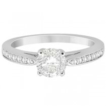 Petite Half-Eternity Diamond Engagement Ring 18k White Gold (0.14ct)