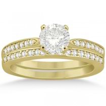 Petite Half-Eternity Diamond Bridal Set in 14k Yellow Gold (0.31ct)