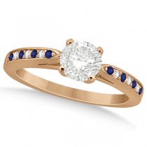 Cathedral Blue Sapphire Diamond Engagement Ring 14k Rose Gold 0.26ct