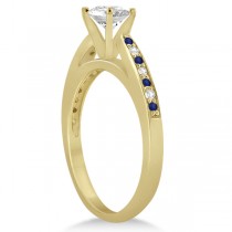 Cathedral Blue Sapphire Diamond Engagement Ring 14k Yellow Gold 0.26ct