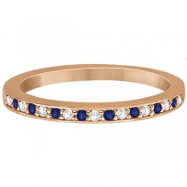Cathedral Blue Sapphire & Diamond Wedding Band 14k Rose Gold 0.29ct