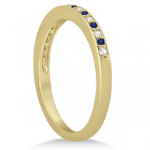 Cathedral Blue Sapphire & Diamond Wedding Band 14k Yellow Gold 0.29ct