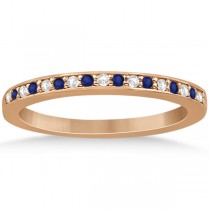 Cathedral Blue Sapphire & Diamond Wedding Band 18k Rose Gold 0.29ct