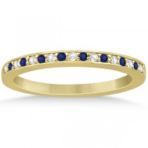 Cathedral Blue Sapphire & Diamond Wedding Band 18k Yellow Gold 0.29ct