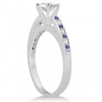 Amethyst & Diamond Engagement Ring 14k White Gold 0.26ct