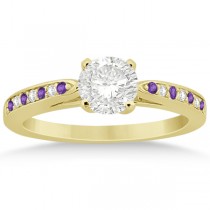 Amethyst & Diamond Engagement Ring 14k Yellow Gold 0.26ct