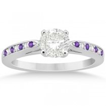 Amethyst & Diamond Engagement Ring Palladium 0.26ct
