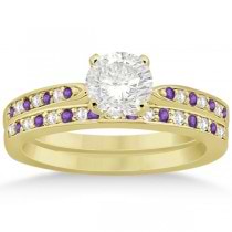 Amethyst & Diamond Engagement Ring Set 18k Yellow Gold (0.55ct)